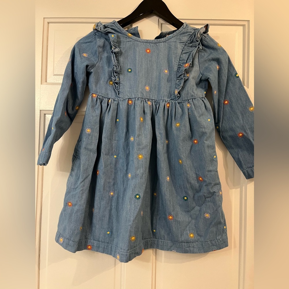 Hannah Anderson Embroidered Chambray Dress size 6-7